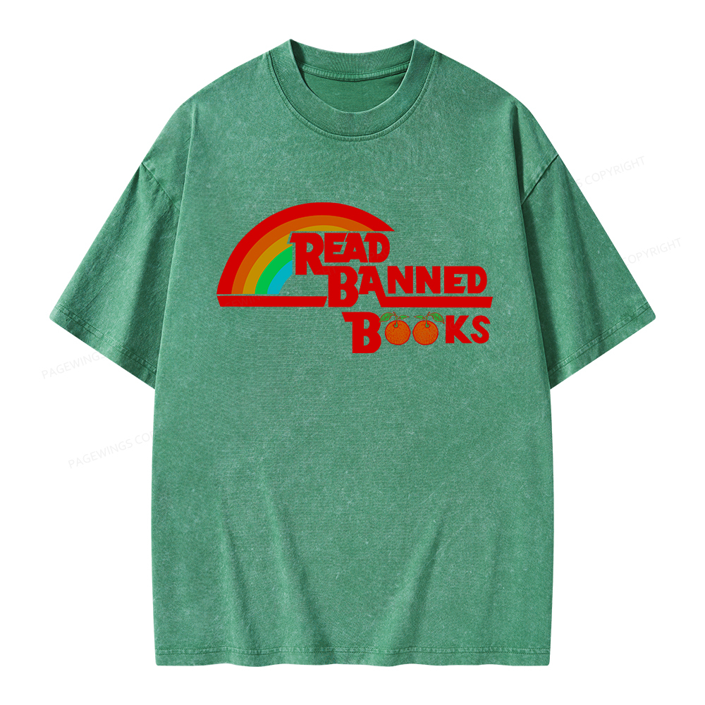 Pagewings Read Banned Books Unisex Washed T-shirt