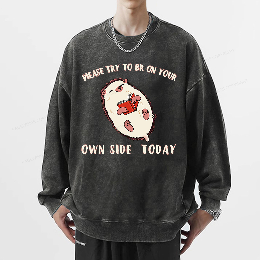 Pagewings Please Try To Be On Your Own Side Today Unisex Washed Sweatshirt