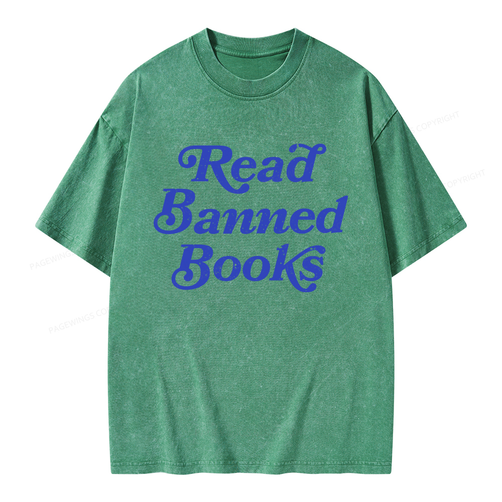 Pagewings Read Banned Books Unisex Washed T-shirt
