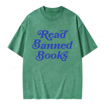 Pagewings Read Banned Books Unisex Washed T-shirt