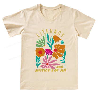 Pagewings Literacy And Justice V-neck T-shirt