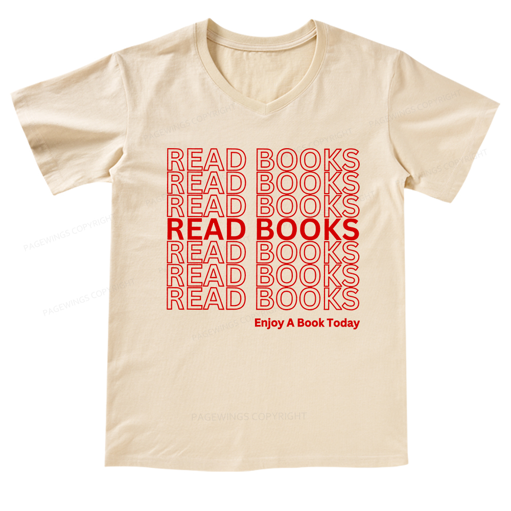 Pagewings Read Books Librarian V-neck T-shirt