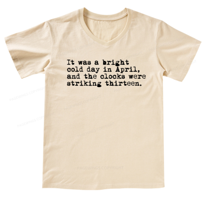 Pagewings Orwell It Was A Bright Cold Day In April  V-neck T-shirt