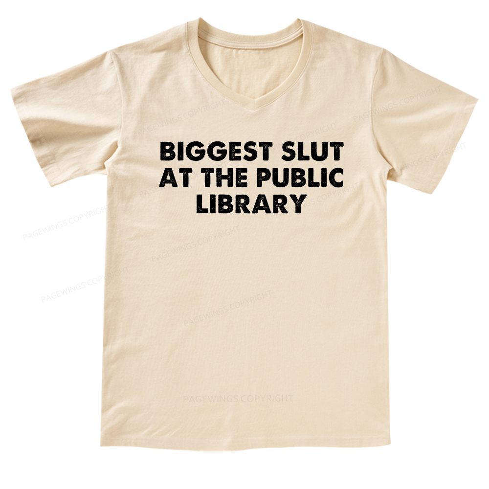 Pagewings Biggest Slut At The Public Library V-neck T-shirt
