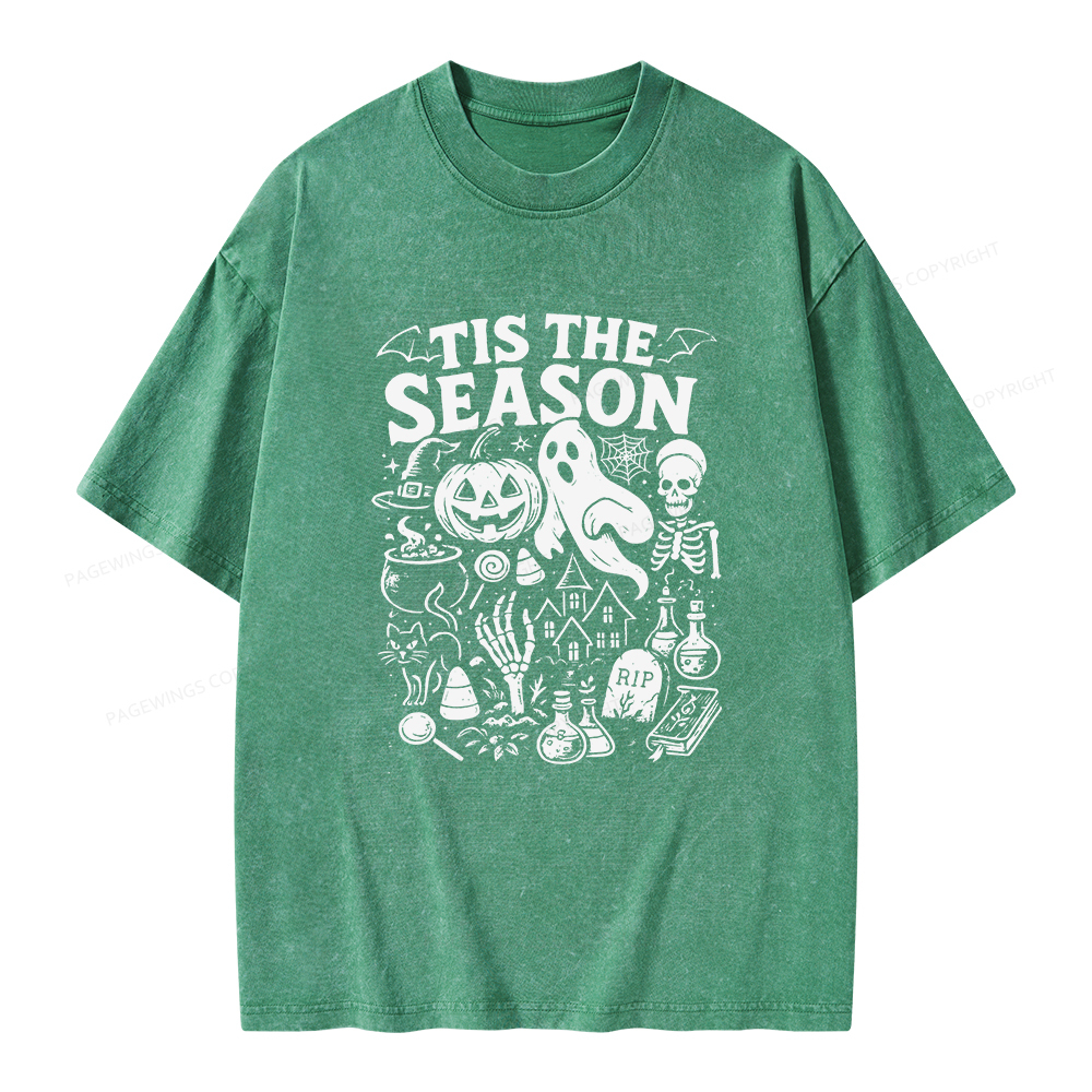 Pagewings Tis The Season Halloween Unisex Washed T-shirt