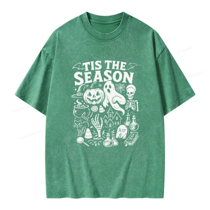 Pagewings Tis The Season Halloween Unisex Washed T-shirt