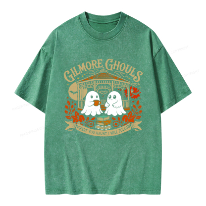 Pagewings Gilmore Ghouls Unisex Washed T-shirt