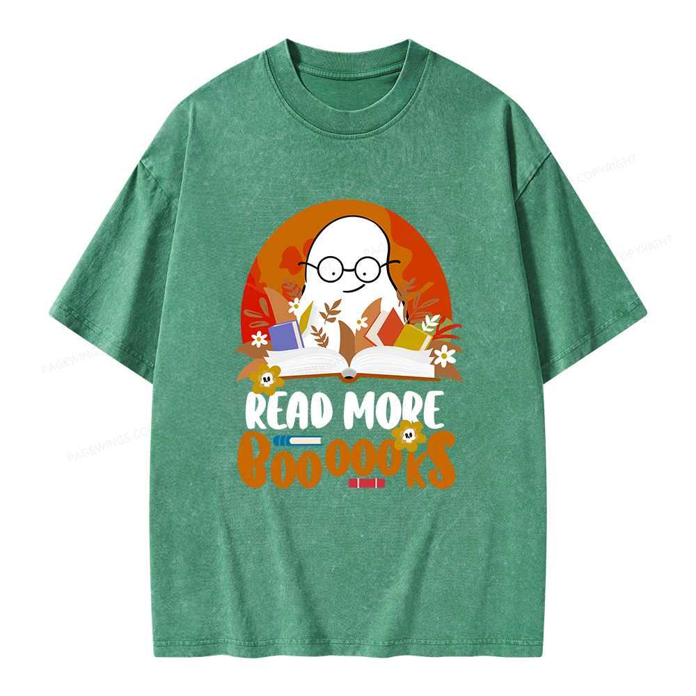Pagewings Read More Books Halloween Unisex Washed T-shirt
