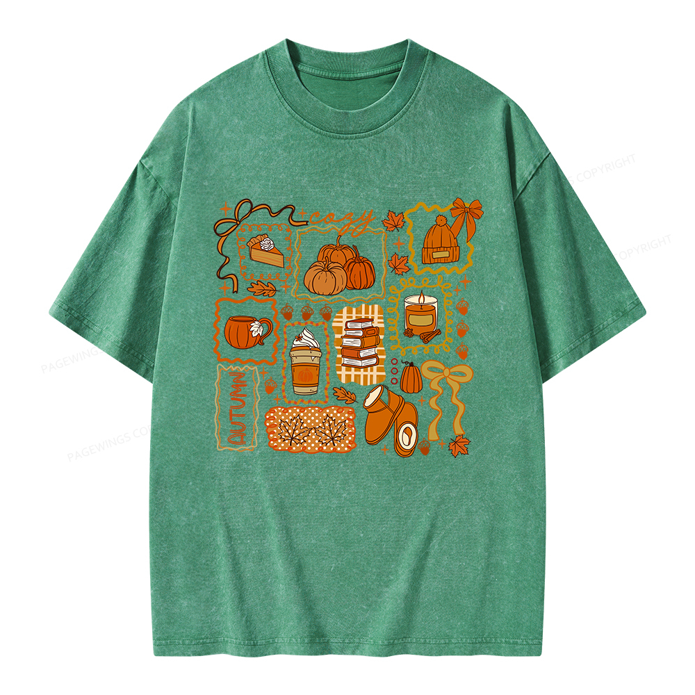Pagewings Cozy Season Book Lover Unisex Washed T-shirt