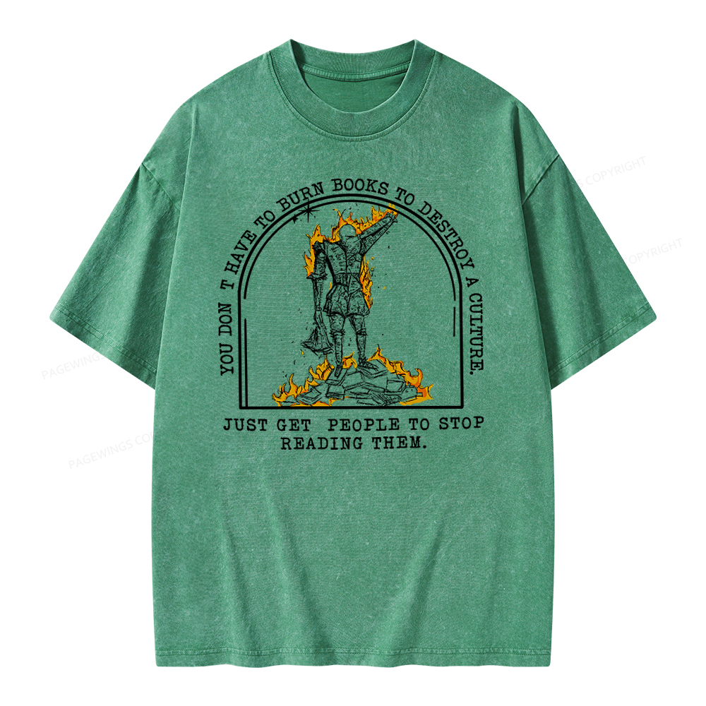 Pagewings Book Lovers Shirts, Literary Gift Unisex Washed T-shirt