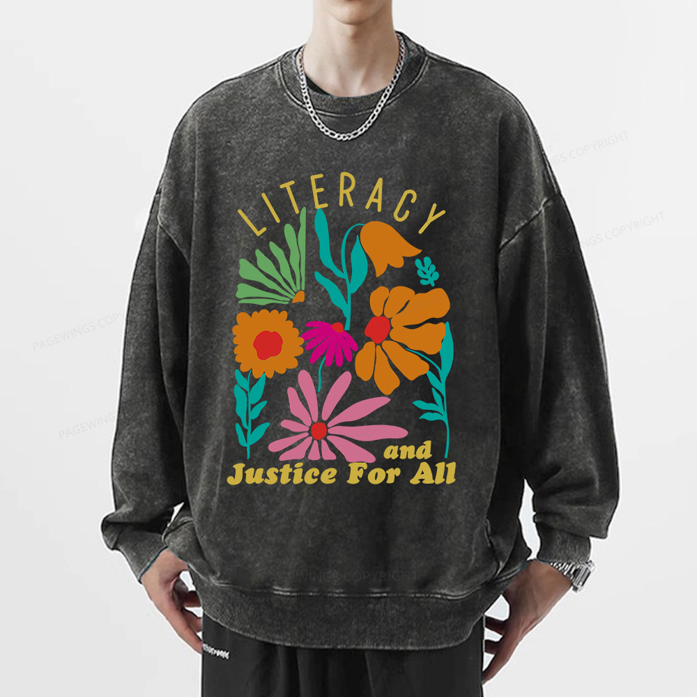 Pagewings Literacy And Justice Unisex Washed Sweatshirt