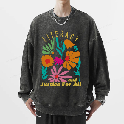 Pagewings Literacy And Justice Unisex Washed Sweatshirt