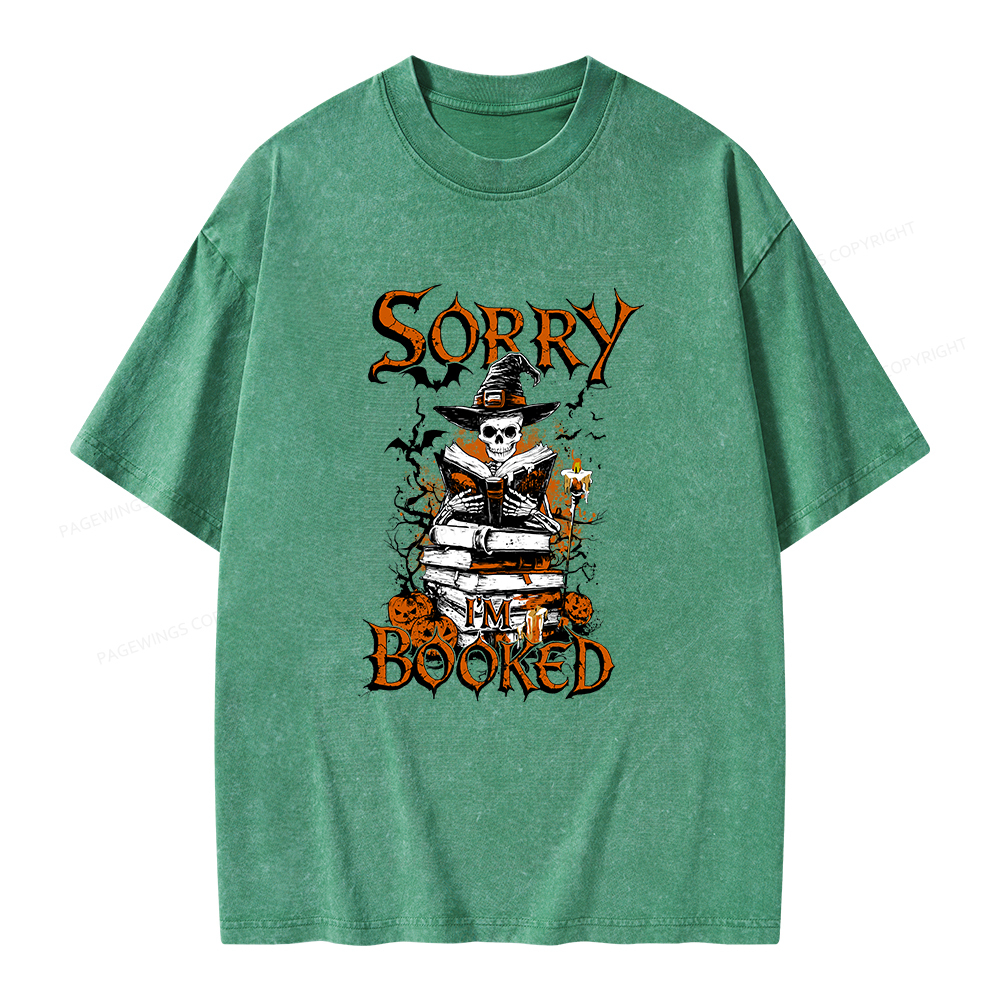 Pagewings Halloween I'm Booked Unisex Washed T-shirt