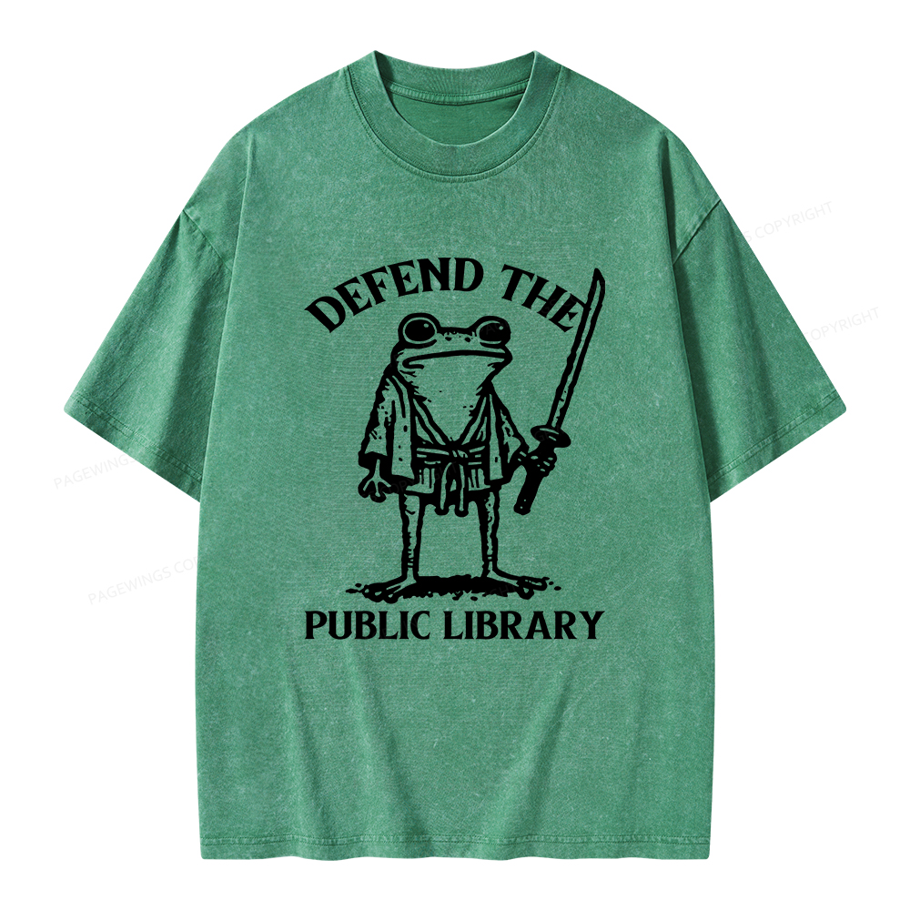 Pagewings Defend Your Public Library Unisex Washed T-shirt