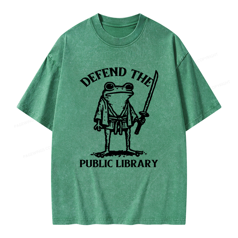 Pagewings Defend Your Public Library Unisex Washed T-shirt