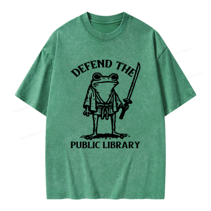 Pagewings Defend Your Public Library Unisex Washed T-shirt
