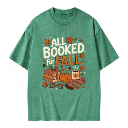 Pagewings All Booked For Fall Unisex Washed T-shirt