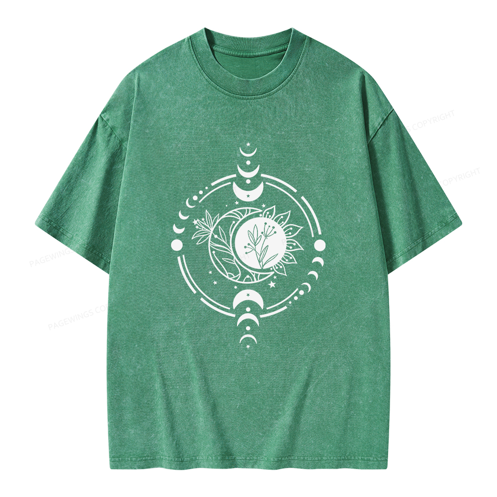 Pagewings Mystic Moon And Sun Unisex Washed T-shirt