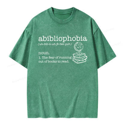 Pagewings Abibliophobia Unisex Washed T-shirt