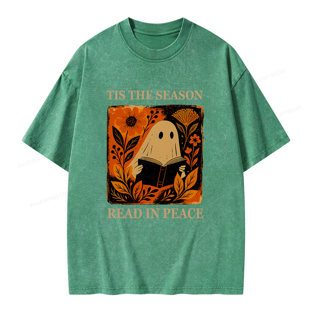 Pagewings Tis The Season Read In Peace Unisex Washed T-shirt