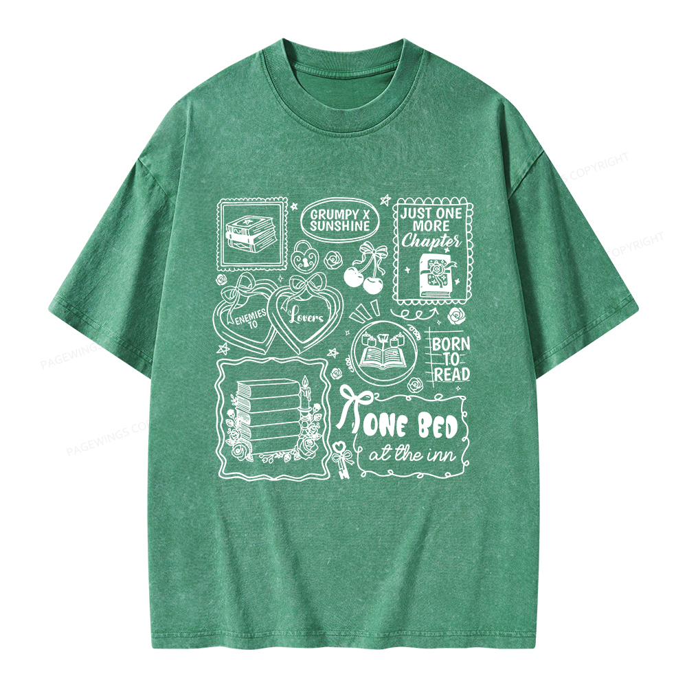 Pagewings Romance Book Lover Unisex Washed T-shirt