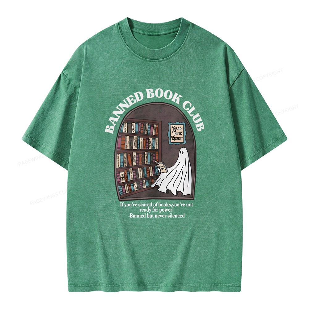 Pagewings Banned Book Club Unisex Washed T-shirt