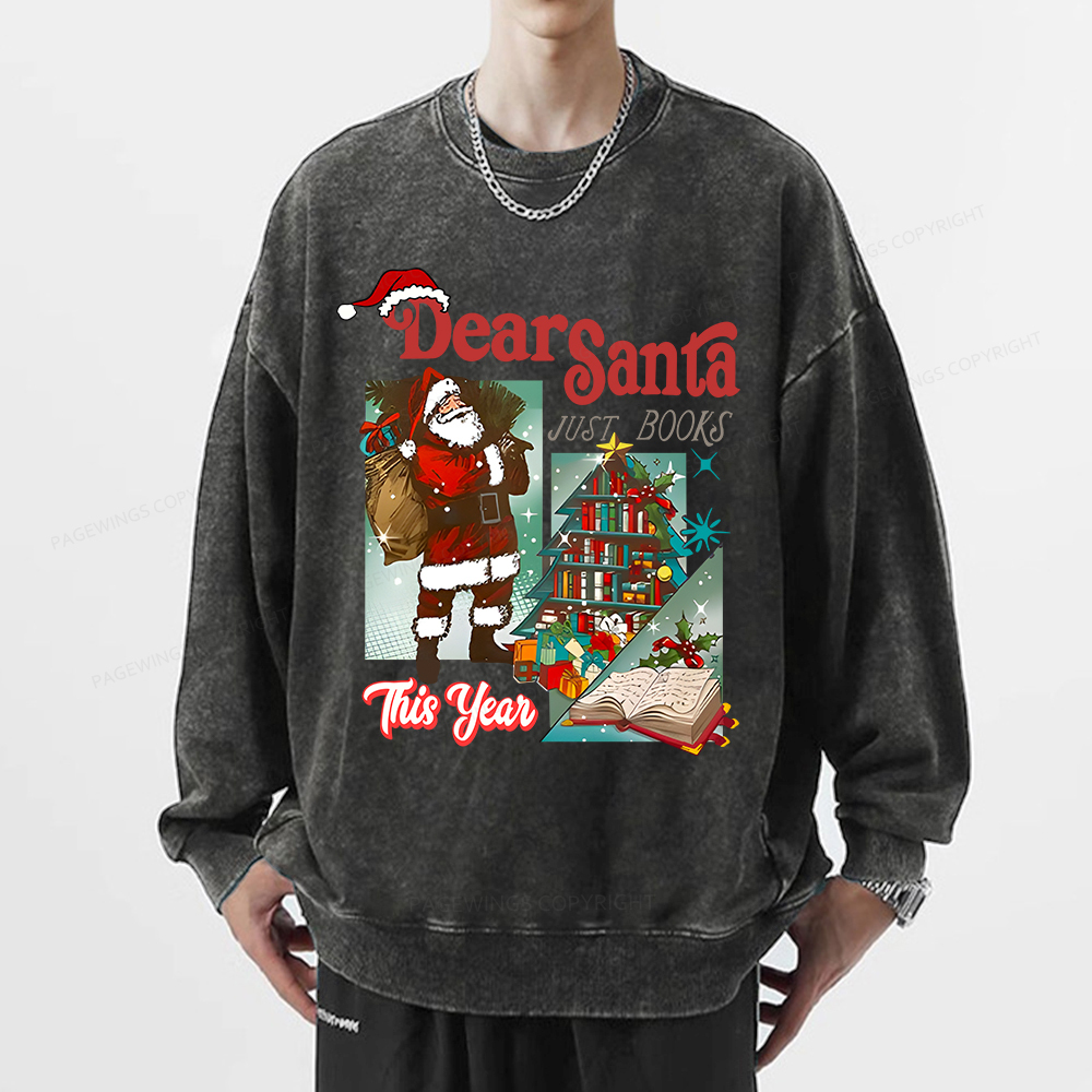 Pagewings Christmas Santa Reader Holiday Unisex Washed Sweatshirt