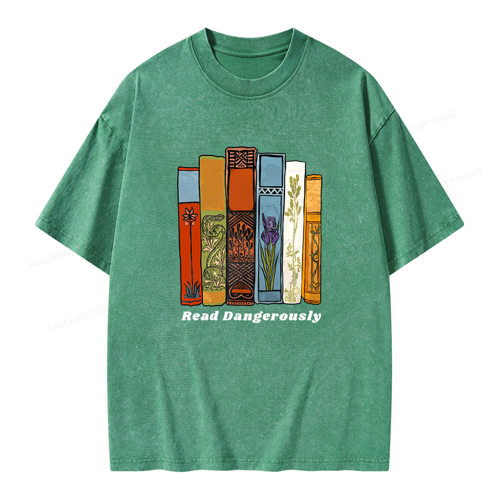 Pagewings Read Dangerously Unisex Washed T-shirt