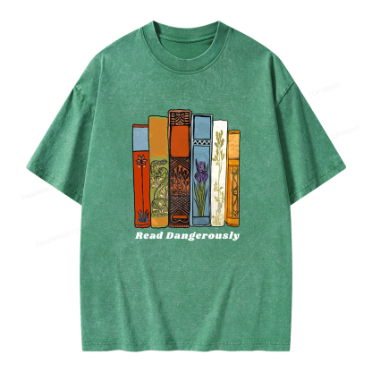 Pagewings Read Dangerously Unisex Washed T-shirt