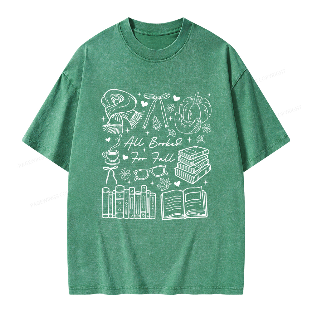 Pagewings All Booked for Fall Unisex Washed T-shirt
