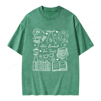 Pagewings All Booked for Fall Unisex Washed T-shirt