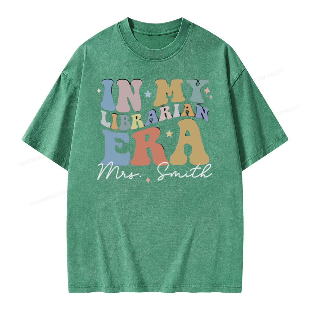 Pagewings Personalized In My Librarian Era Shirt Unisex Washed T-shirt