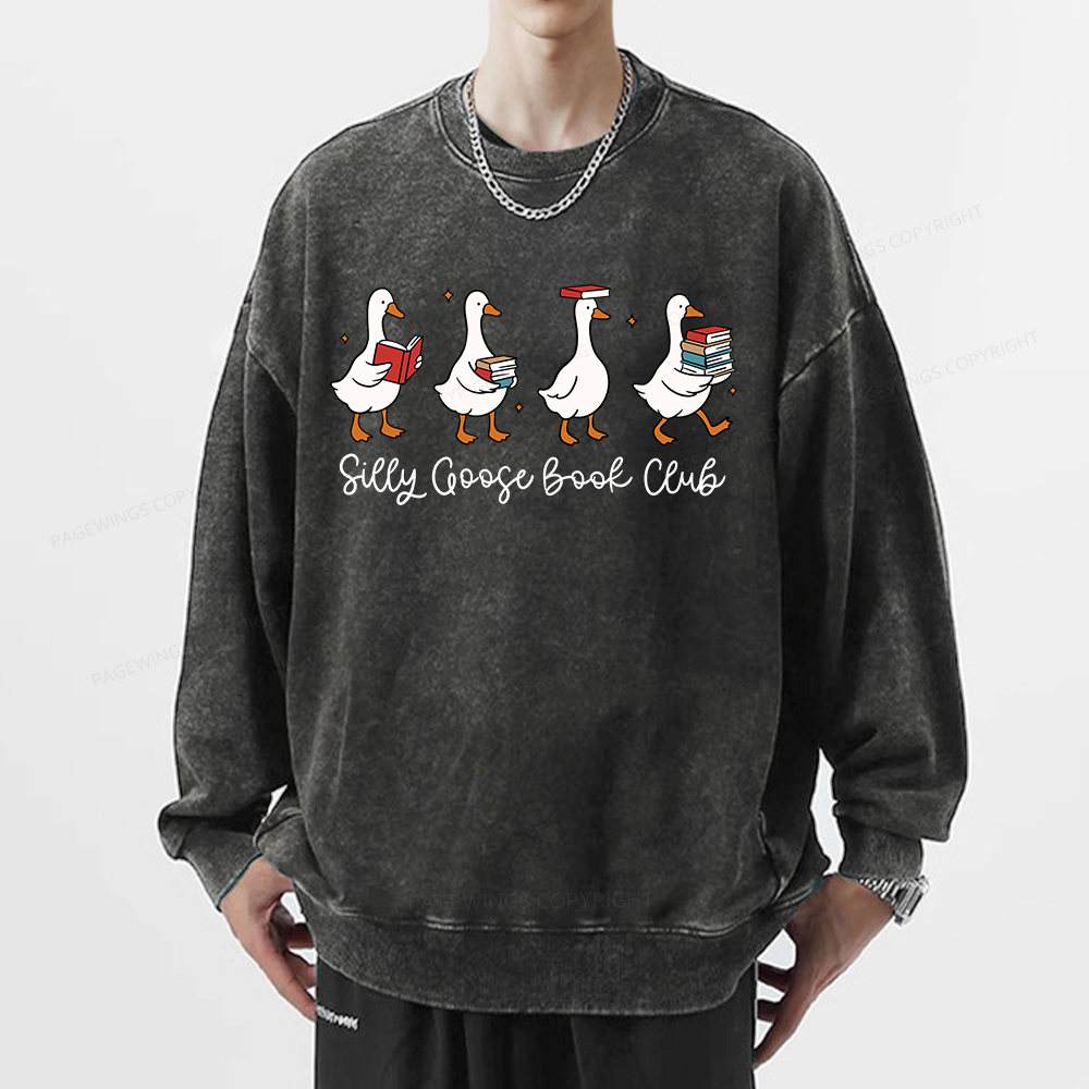 Pagewings Silly Goose Book Club Unisex Washed Sweatshirt