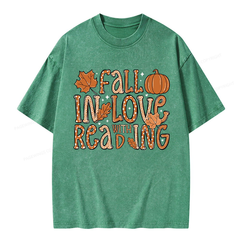 Pagewings Fall In Love With Reading Unisex Washed T-shirt