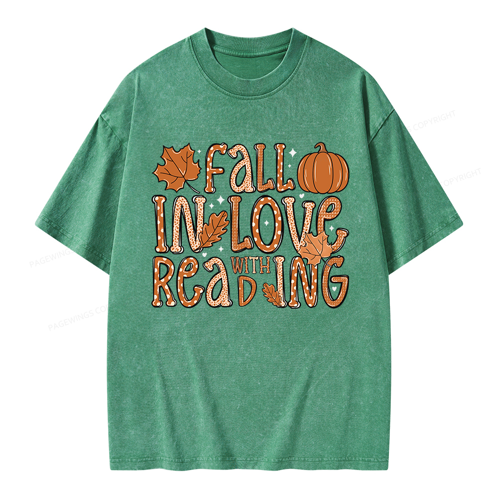Pagewings Fall In Love With Reading Unisex Washed T-shirt