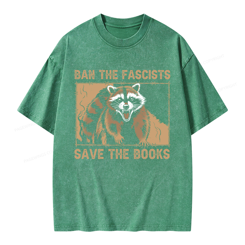Pagewings Ban The Fascists Save The Books Unisex Washed T-shirt