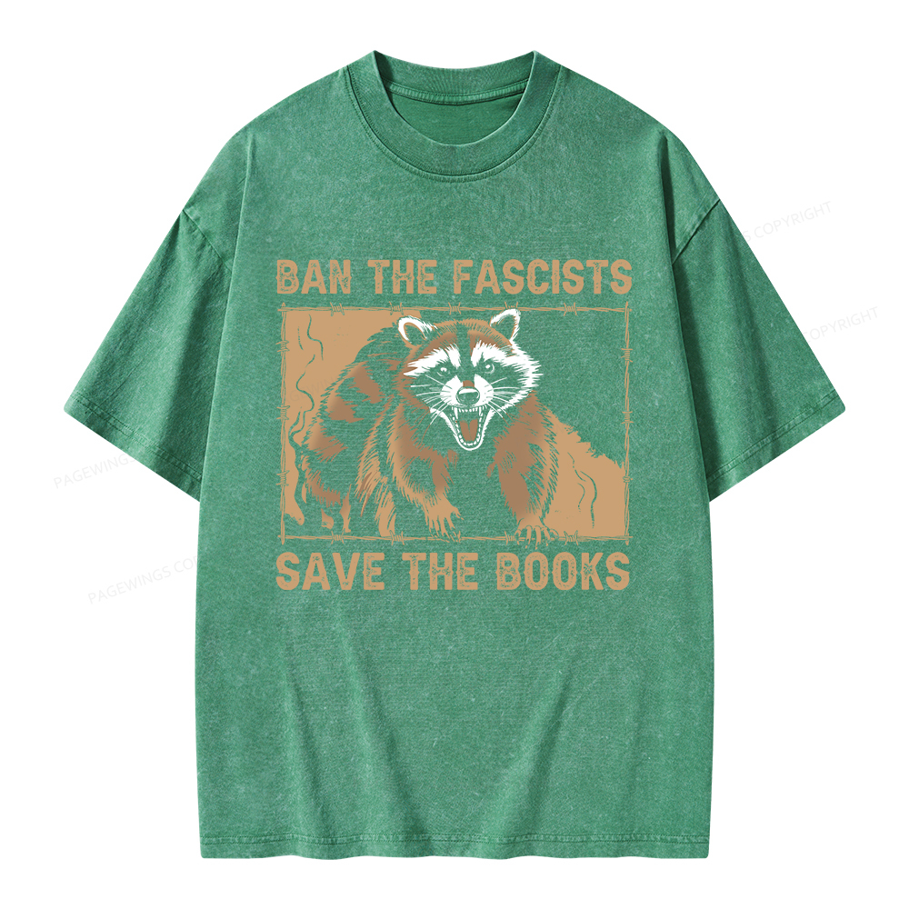 Pagewings Ban The Fascists Save The Books Unisex Washed T-shirt