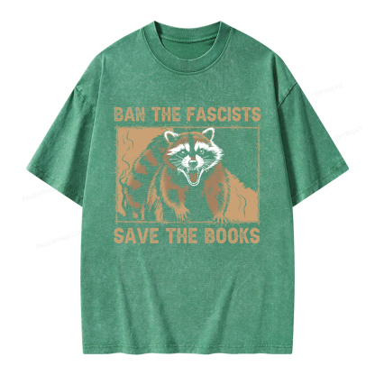 Pagewings Ban The Fascists Save The Books Unisex Washed T-shirt