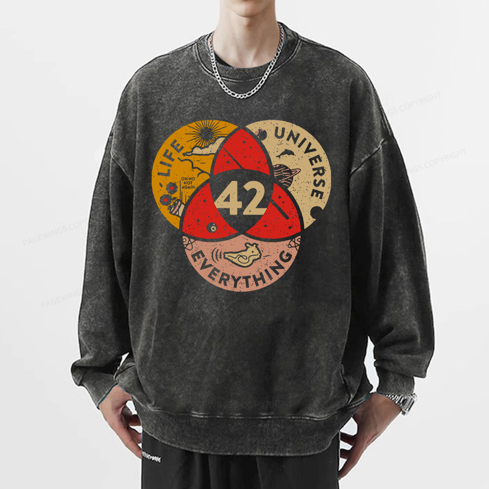 Pagewings 42 The Answer To Life The Universe And Everything Unisex Washed Sweatshirt