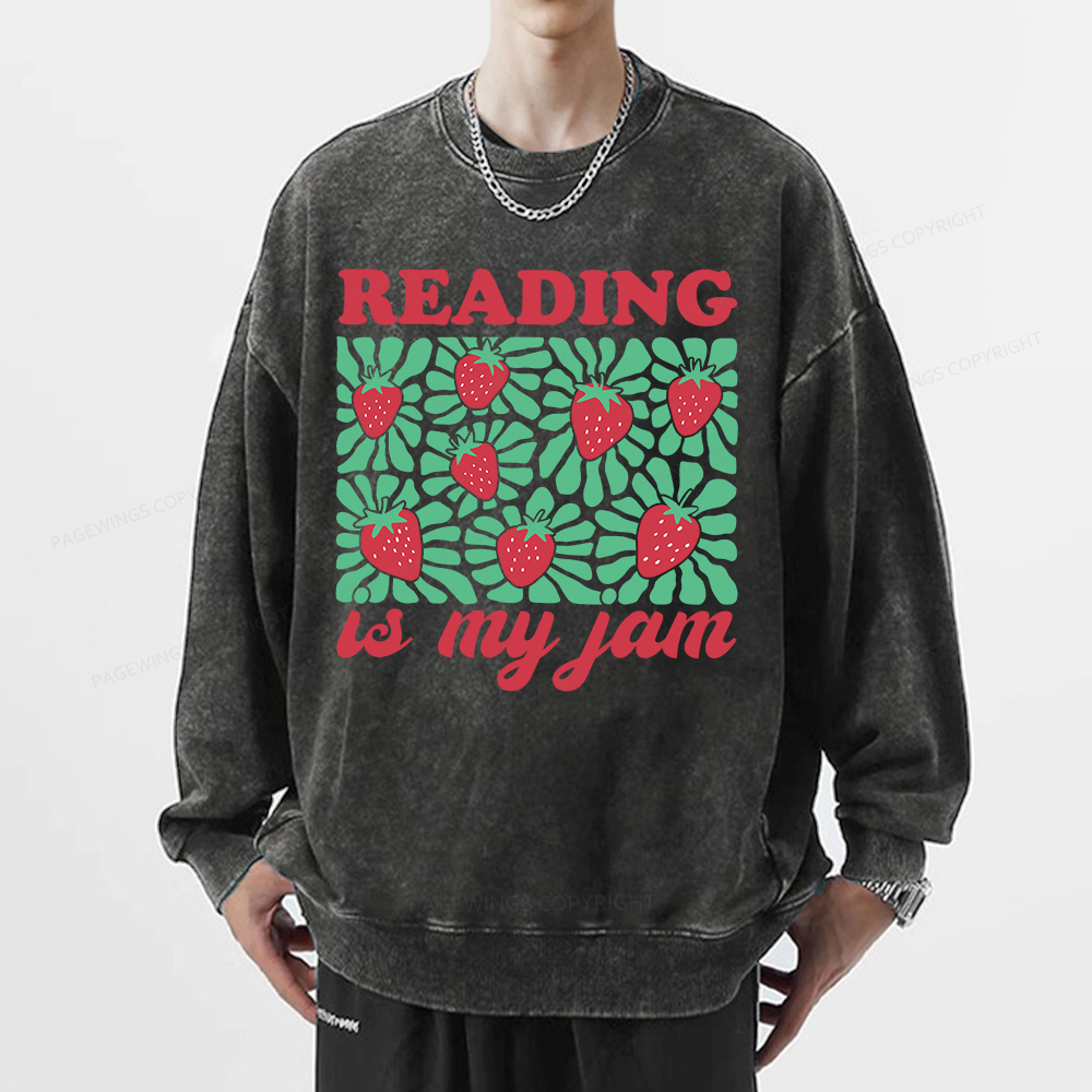 Pagewings Reading Is My Jam Unisex Washed Sweatshirt