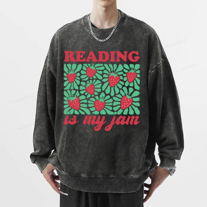 Pagewings Reading Is My Jam Unisex Washed Sweatshirt