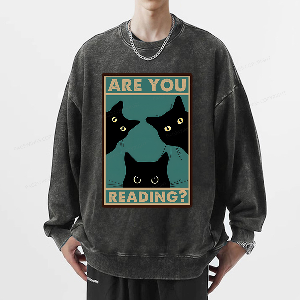 Pagewings Are You Reading Unisex Washed Sweatshirt