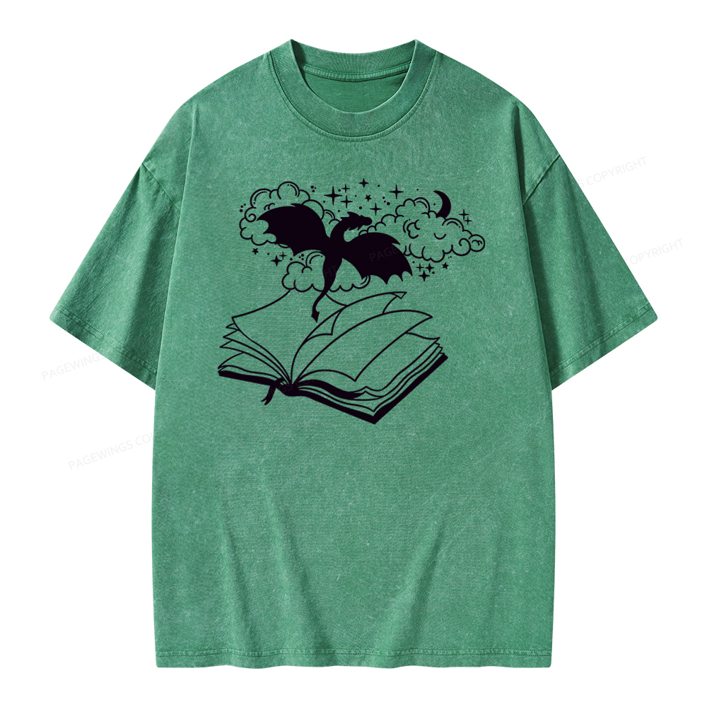 Pagewings Dragon Book Unisex Tee Unisex Washed T-shirt