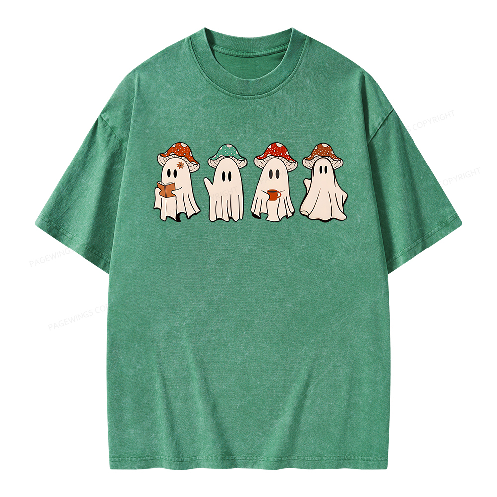 Pagewings Ghostly Bookworm Unisex Washed T-shirt