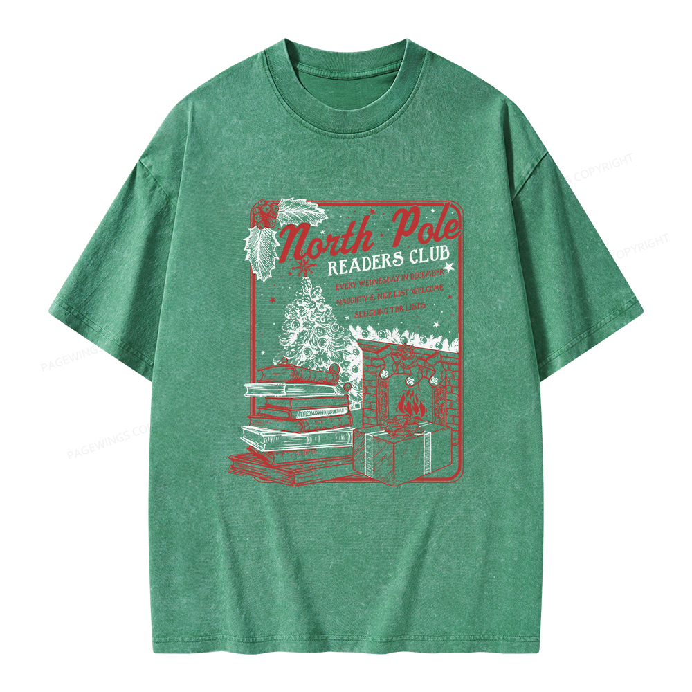 Pagewings Bookish Christmas Unisex Washed T-shirt