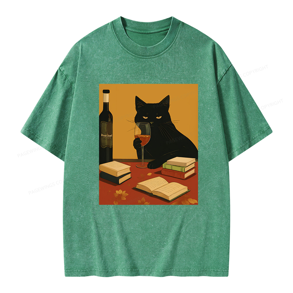 Pagewings Easily Distracted By Wine And Books Unisex Washed T-shirt