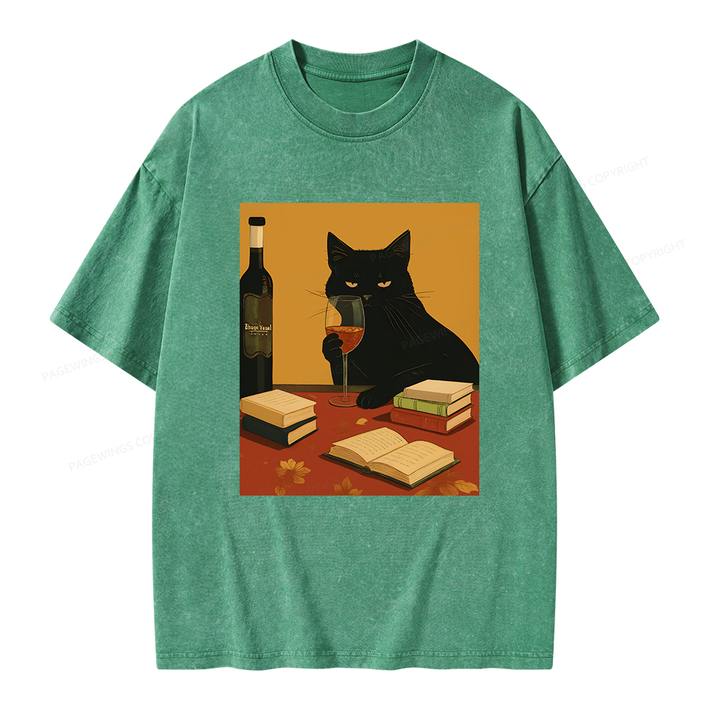 Pagewings Easily Distracted By Wine And Books Unisex Washed T-shirt
