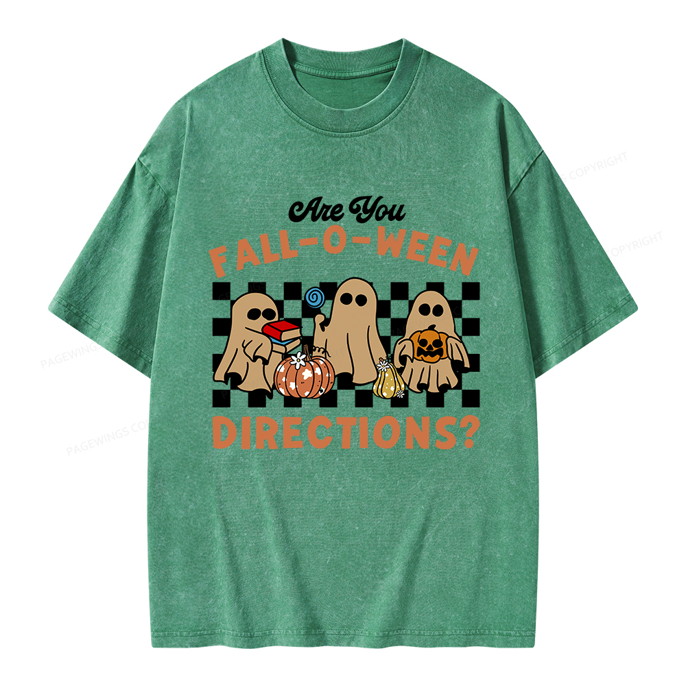 Pagewings Are You Fall-O-Ween Directions Unisex Washed T-shirt