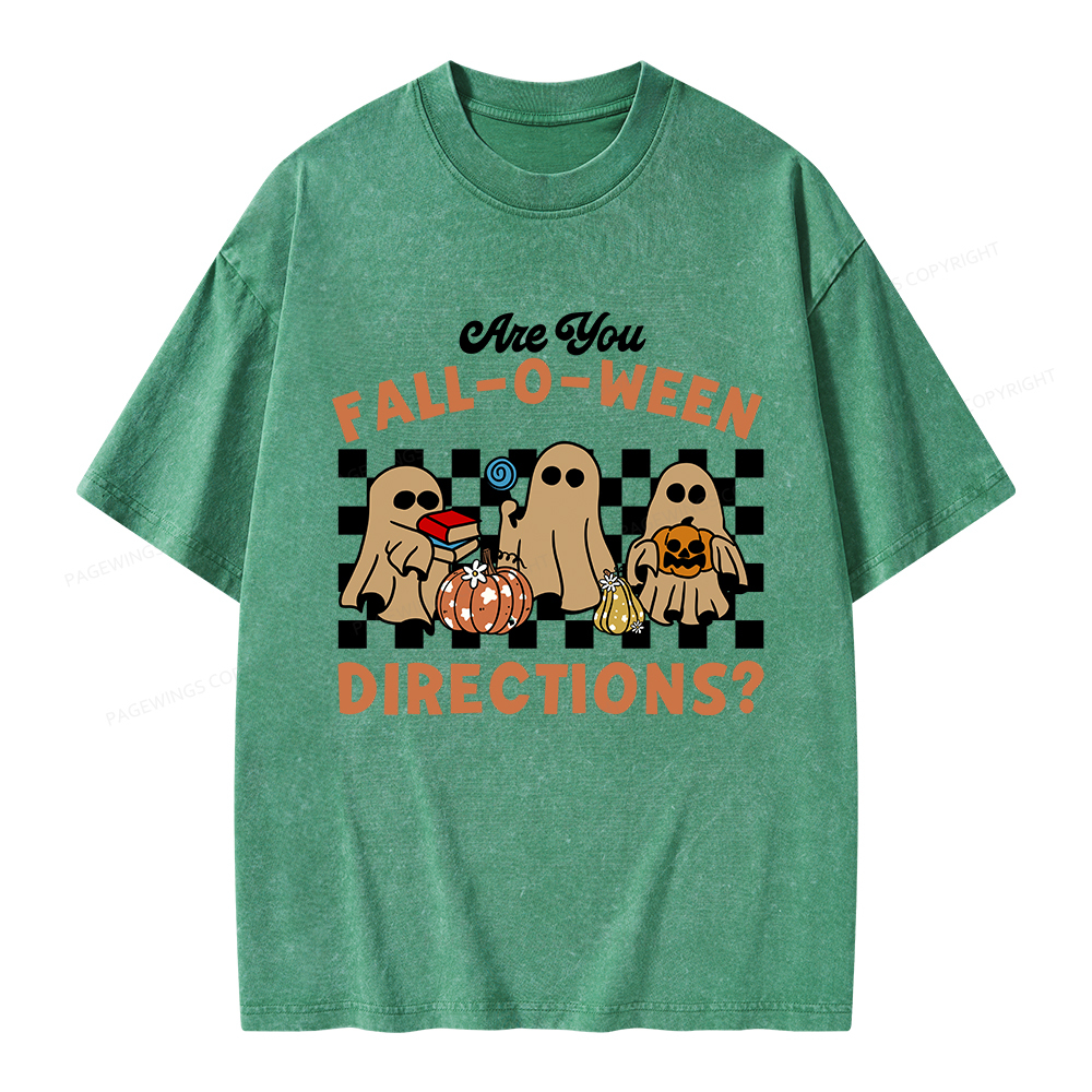 Pagewings Are You Fall-O-Ween Directions Unisex Washed T-shirt