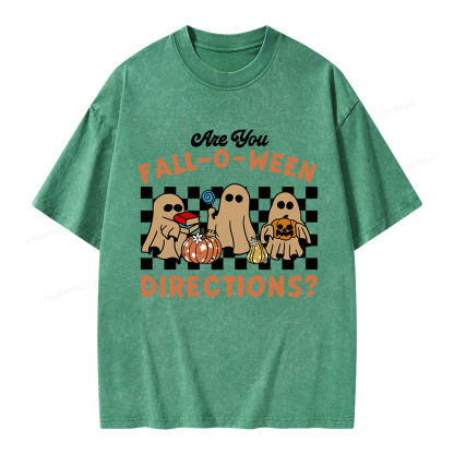 Pagewings Are You Fall-O-Ween Directions Unisex Washed T-shirt